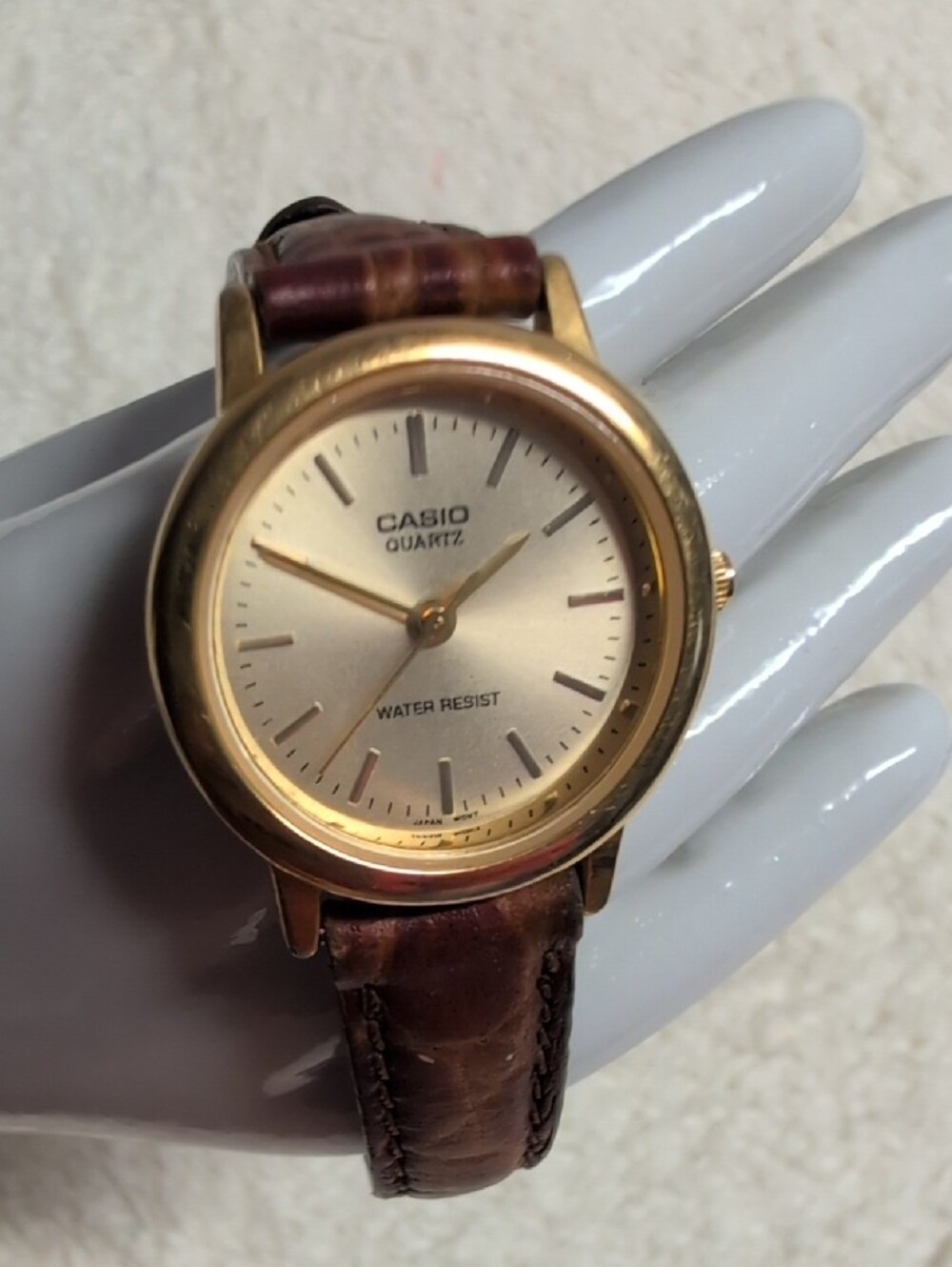 Casio LTP- 1066 Gold-Tone Analog Women's Watch with Brown Leather Strap